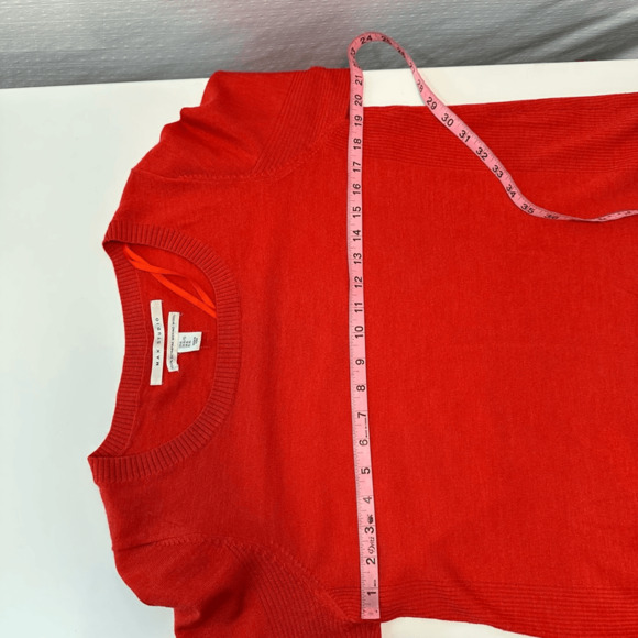 Max Studio Womens XL Red Sweater Round Neck Merino Wool Relaxed Fit Classic - Picture 5 of 9